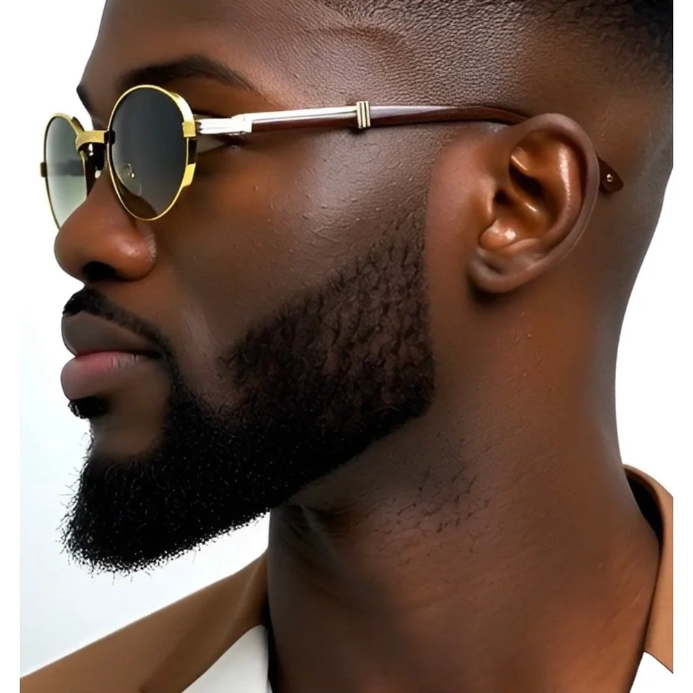 Mens Hip Hop Gold Frame Sunglasses Pilot Dark Lenses Vintage Style Designer 2026
